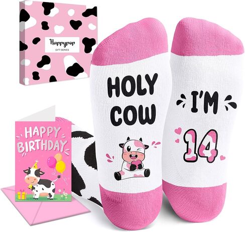 HAPPYPOP 14th Year Old Birthday Gifts for Girls - Socks for Teenager Girls Boys Age 14, 14 Yr Old Gift Ideas, Presents for 14 Year Old in Saudi Arabia
