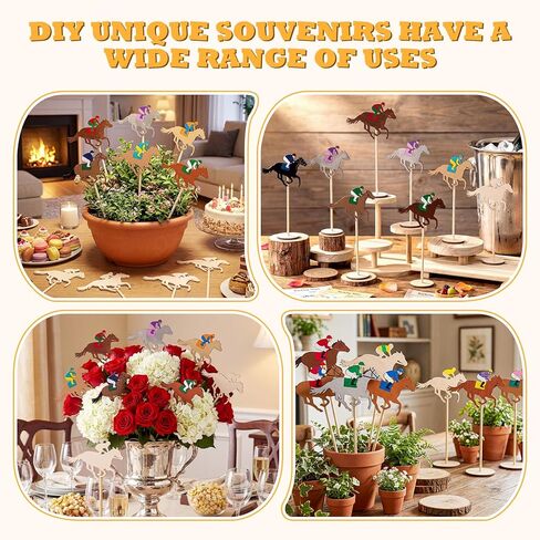 DoubleFill 12 Pcs Wooden Horse Paniting Crafts Kits Derby Party Favors Decorations Unfinished Wood Horse Racing Table Centerpieces DIY for Horses Themed Birthday Party Supplies in Kuwait