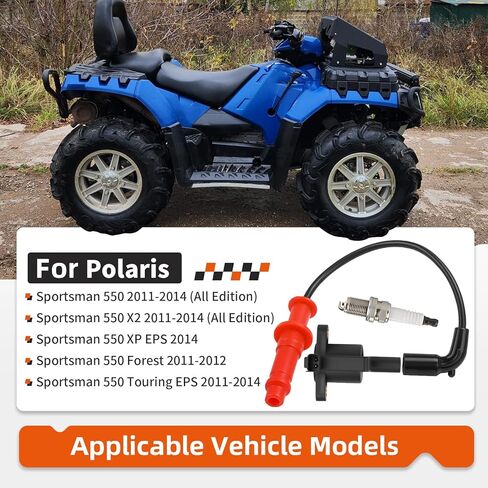 Ignition Coil W/Wire Cap + Spark Plug For Polaris Sportsman 550 X2 XP Forest Touring EPS 2011 2012 2013 2014 4013056 4015072 in Kuwait
