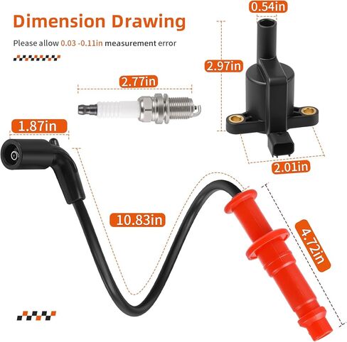 Ignition Coil W/Wire Cap + Spark Plug For Polaris Sportsman 550 X2 XP Forest Touring EPS 2011 2012 2013 2014 4013056 4015072 in Kuwait