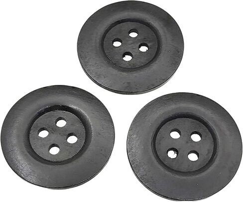 15pcs Black Large Wooden Buttons 4 Holes Vintage Round Buttons DIY Craft Clothing Sewing Accessories, 2 Inch / 50mm in Kuwait