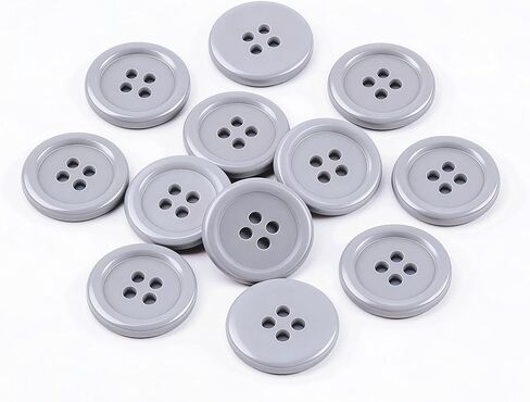 12Pcs Resin Sewing Buttons, 4 - Hole Round Craft Decorative Buttons, Suitable for Jackets, Coats, Clothing Holiday Decoration DIY Accessories, Light Gray, 25mm (1-Inch) in Kuwait