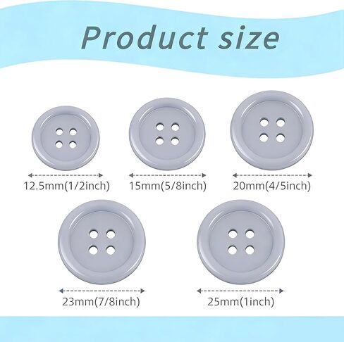 12Pcs Resin Sewing Buttons, 4 - Hole Round Craft Decorative Buttons, Suitable for Jackets, Coats, Clothing Holiday Decoration DIY Accessories, Light Gray, 25mm (1-Inch) in Kuwait