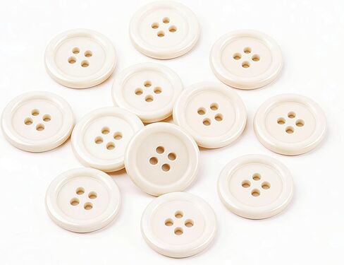12Pcs Resin Sewing Buttons, 4 - Hole Round Craft Decorative Buttons, Suitable for Jackets, Coats, Clothing Holiday Decoration DIY Accessories, Light Gray, 25mm (1-Inch) in Kuwait