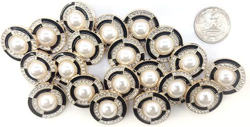 20 pcs Vintage Shield Shape Black Enamel Metal Sewing Shank Buttons for Coats -25mm -1" in Kuwait