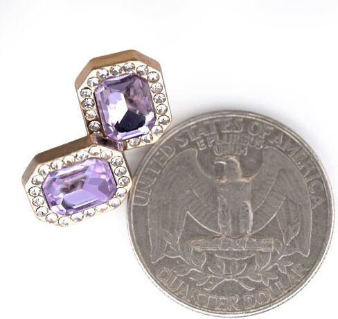 Emerald Cut Purple Rhinestone Sewing Shank Buttons 20 Pcs - 12X10mm, 1/2" in Kuwait