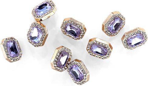 Emerald Cut Purple Rhinestone Sewing Shank Buttons 20 Pcs - 12X10mm, 1/2" in Kuwait