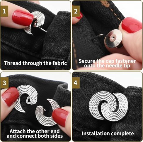 11 Sets Pant Waist Tightener Adjustable Metal Buttons Pins for Loose Jeans Waist Cincher Clip, No Sew and No Tools Detachable Decorative Buckles in Saudi Arabia