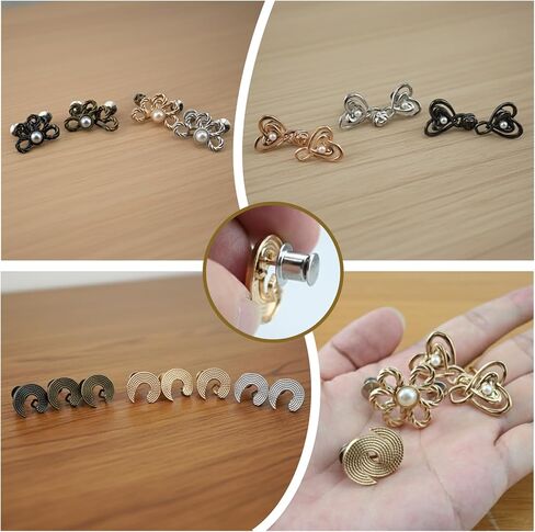 11 Sets Pant Waist Tightener Adjustable Metal Buttons Pins for Loose Jeans Waist Cincher Clip, No Sew and No Tools Detachable Decorative Buckles in Saudi Arabia