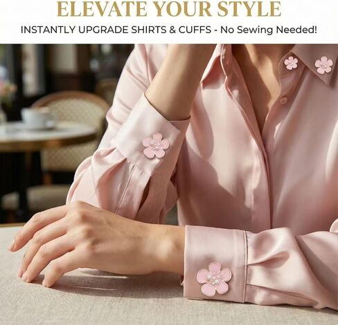 6 Pcs Premium Button Covers Set for Women Shirt Blouse Cuff, Flower Butterfly Crystal Shape No Sew Detachable Decorative Pins for Tux Suit Dress in Saudi Arabia