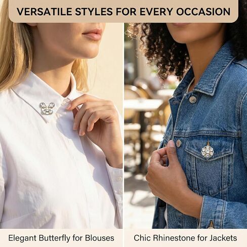 6 Pcs Premium Button Covers Set for Women Shirt Blouse Cuff, Flower Butterfly Crystal Shape No Sew Detachable Decorative Pins for Tux Suit Dress in Saudi Arabia
