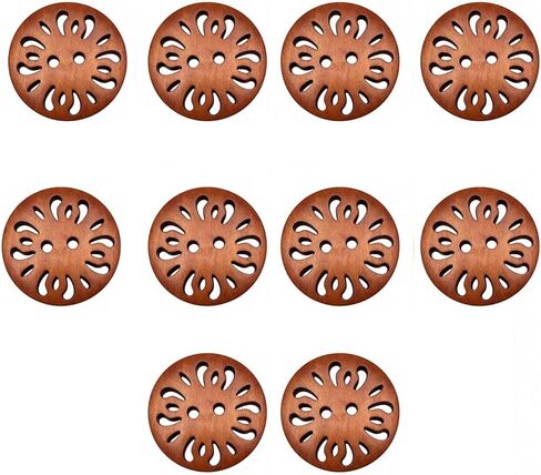 GLRXMX 10Pcs 2 Hole Flower Craft Sewing Buttons Handmade Wooden Round Buttons for Clothing DIY Decoration (Natural Wood Color, 15MM) in Saudi Arabia