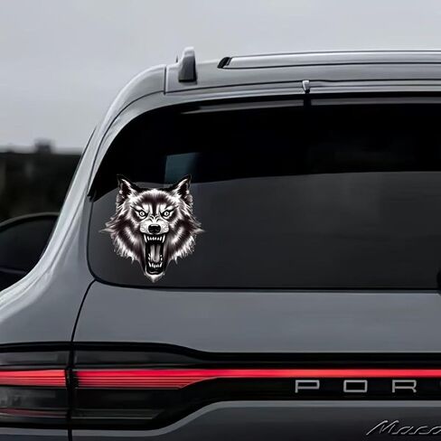 Wolf Sticker 2-Piece Set Vinyl Material Suitable for Decorating car Bodies Trucks Off-Road Vehicles Windows Rear Windshield Helmets Bumpers Walls laptops and suitcases HLT-01 in Saudi Arabia