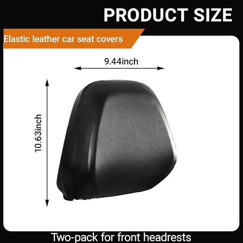 2PCS Car Seat Headrest Cover, Full Wrap-Around Fit Anti-Scratch Seat Headrest Protector, Waterproof Leather Seat Headrest Cover, for Most Car Seat Headrest Accessories (Black #M) in Saudi Arabia