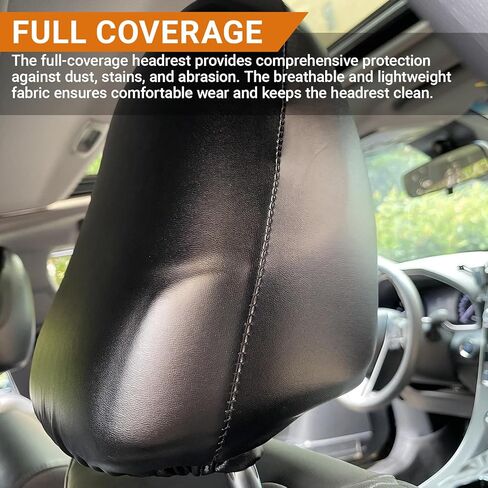 2PCS Car Seat Headrest Cover, Full Wrap-Around Fit Anti-Scratch Seat Headrest Protector, Waterproof Leather Seat Headrest Cover, for Most Car Seat Headrest Accessories (Black #M) in Saudi Arabia