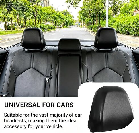 2PCS Car Seat Headrest Cover, Full Wrap-Around Fit Anti-Scratch Seat Headrest Protector, Waterproof Leather Seat Headrest Cover, for Most Car Seat Headrest Accessories (Black #M) in Saudi Arabia