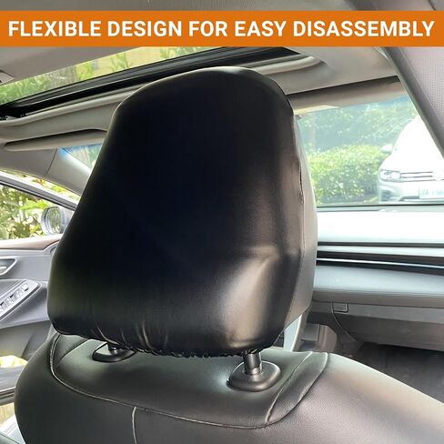 2PCS Car Seat Headrest Cover, Full Wrap-Around Fit Anti-Scratch Seat Headrest Protector, Waterproof Leather Seat Headrest Cover, for Most Car Seat Headrest Accessories (Black #M) in Saudi Arabia
