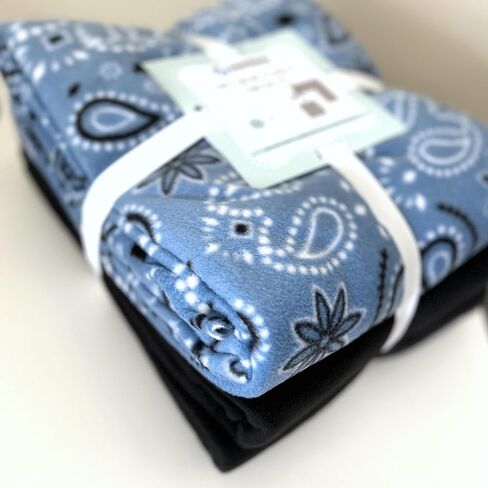 YourFleece No-Sew Throw Fleece Fabric DIY Blanket Making Kit, Make Your Own, Anti-Pill, Bandana Handkerchief Blue, 50x60 inches in Saudi Arabia