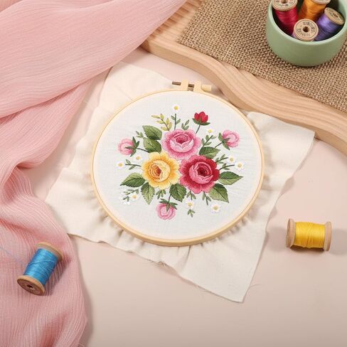 16 PCS Embroidery Fabric Cloth Pre-Cut Hand Embroidery Fabric Squares 4 Different Sizes 5.9 to 11.8inch Natural Cotton Fabrics for Garment Craft in Saudi Arabia