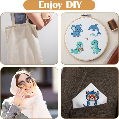 16 PCS Embroidery Fabric Cloth Pre-Cut Hand Embroidery Fabric Squares 4 Different Sizes 5.9 to 11.8inch Natural Cotton Fabrics for Garment Craft in Saudi Arabia
