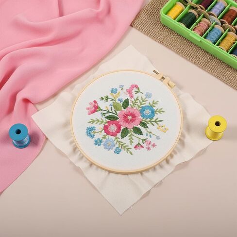 16 PCS Embroidery Fabric Cloth Pre-Cut Hand Embroidery Fabric Squares 4 Different Sizes 5.9 to 11.8inch Natural Cotton Fabrics for Garment Craft in Saudi Arabia
