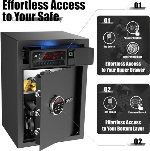 Gun Safe, Quick Access Gun Safe for Handgun, Pistol Safe with Biometric Fingerprint/Quick Electronic Keypad/Keys in Saudi Arabia