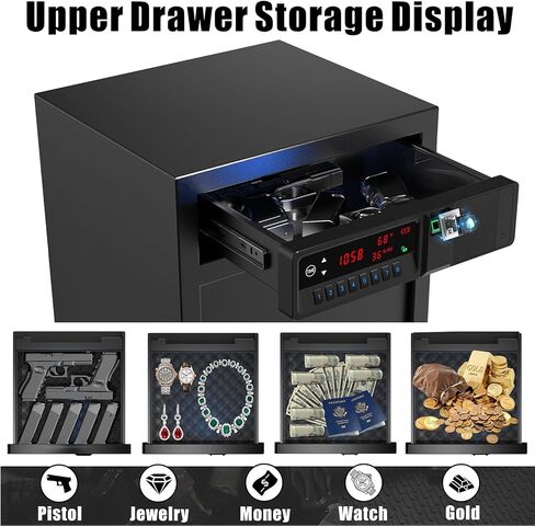 Gun Safe, Quick Access Gun Safe for Handgun, Pistol Safe with Biometric Fingerprint/Quick Electronic Keypad/Keys in Saudi Arabia