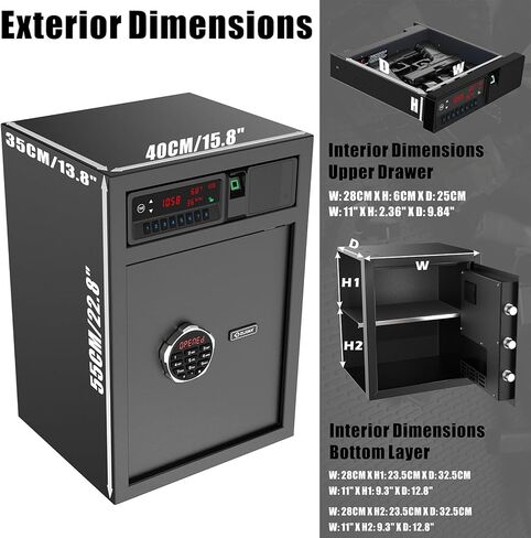 Gun Safe, Quick Access Gun Safe for Handgun, Pistol Safe with Biometric Fingerprint/Quick Electronic Keypad/Keys in Saudi Arabia