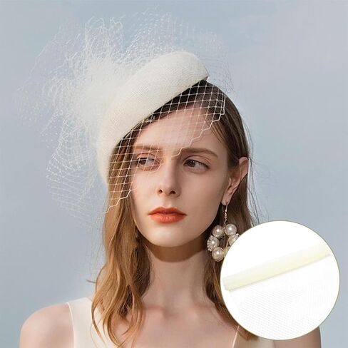 BENECREAT 2.18 Yards Birdcage Veil Netting Fabric, 17inch Wide Organza Tulle Fabric Net Mesh Beige Russian Netting Hat Veil Millinery for Wedding, Sewing, Dress Decoration in Kuwait