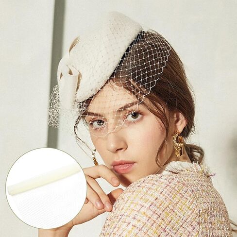 BENECREAT 2.18 Yards Birdcage Veil Netting Fabric, 17inch Wide Organza Tulle Fabric Net Mesh Beige Russian Netting Hat Veil Millinery for Wedding, Sewing, Dress Decoration in Kuwait