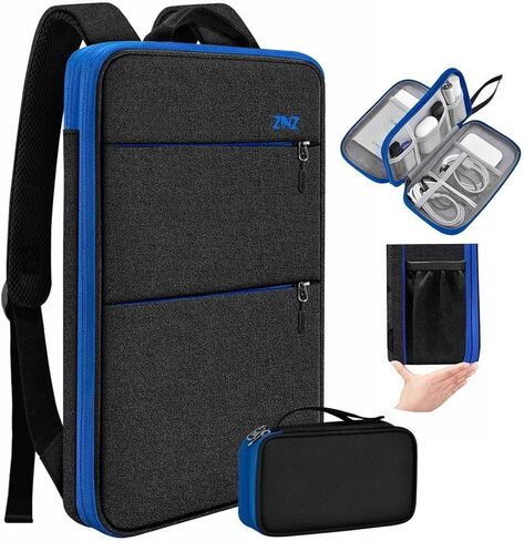 ZINZ Travel Laptop Backpack with Small Case for 15-16 inch Notebooks, Slim & Expandable Computer Bag for College Business Commute for Men and Women,Black-Blue in Saudi Arabia