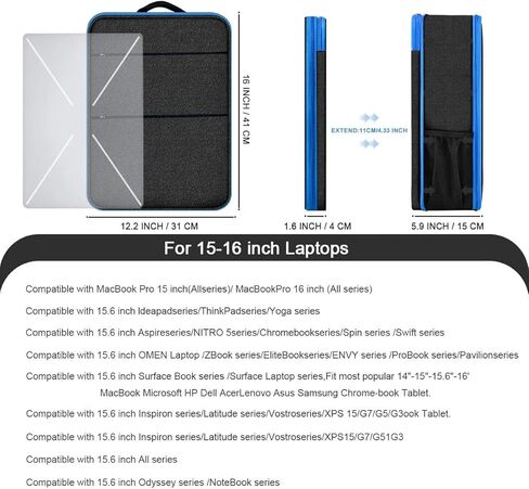 ZINZ Travel Laptop Backpack with Small Case for 15-16 inch Notebooks, Slim & Expandable Computer Bag for College Business Commute for Men and Women,Black-Blue in Saudi Arabia