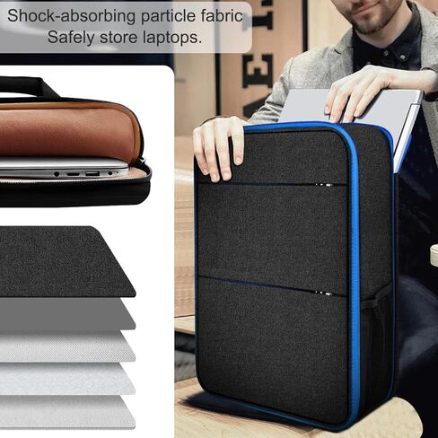 ZINZ Travel Laptop Backpack with Small Case for 15-16 inch Notebooks, Slim & Expandable Computer Bag for College Business Commute for Men and Women,Black-Blue in Saudi Arabia