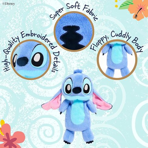 Kids Preferred Disney Stitch Cuddle Pal – 14 Inch Ultra Soft Material Plush, Floppy Huggable Stitch from Lilo & Stitch, Embroidered Details, for Ages 0+ in Kuwait