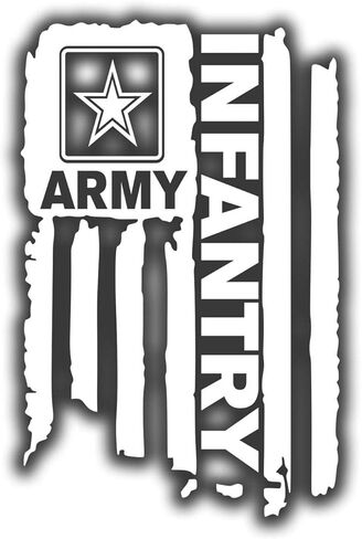 Distressed United States Sticker Army Flag Infantry Decal for Truck Car Window Laptop Vinyl Bumper US 4.6 in (White) in Saudi Arabia