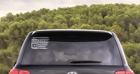 Distressed United States Sticker Army Flag Infantry Decal for Truck Car Window Laptop Vinyl Bumper US 4.6 in (White) in Saudi Arabia