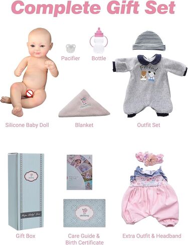 Silicone Baby Doll, 12 Inch Full Body Platinum Silicone Reborn Baby Doll with Accessories Set, 2 Lb Weighted, Realistic Feel, Heartfelt Gift for Kids and Collectors, Ages 3+, Girl in Saudi Arabia