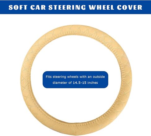 Soft Car Steering Wheel Cover, 15 Inch Luxury Velvet Steering Wheel Protector for Winter Warm, Anti Slip Plush Steering Wheel Protective Cover for Women Men, Car Accessories (Beige) in Saudi Arabia