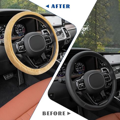Soft Car Steering Wheel Cover, 15 Inch Luxury Velvet Steering Wheel Protector for Winter Warm, Anti Slip Plush Steering Wheel Protective Cover for Women Men, Car Accessories (Beige) in Saudi Arabia