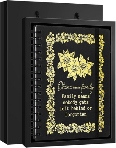 Family Inspirational Gifts Ohana Means Family Spiral Notebook Family Member Gift Flower Notebook Family Appreciation Gifts Notebook for Women Men (Spiral ohaha- Purple) in Kuwait