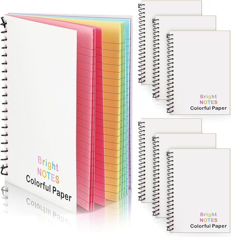 Henoyso 6 Pcs Colored Paper Notebook Spiral Notebook 5" x 7" Colored Lined Paper Wide Ruled Composition Note Books for Journaling Home Office (Colorful) in Kuwait