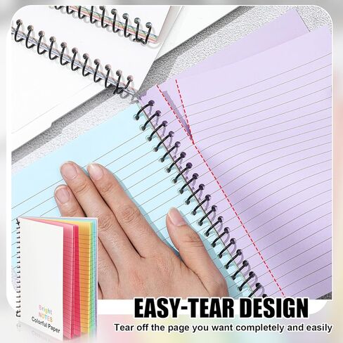 Henoyso 6 Pcs Colored Paper Notebook Spiral Notebook 5" x 7" Colored Lined Paper Wide Ruled Composition Note Books for Journaling Home Office (Colorful) in Kuwait