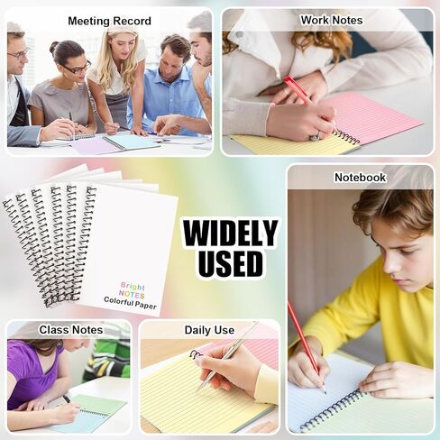 Henoyso 6 Pcs Colored Paper Notebook Spiral Notebook 5" x 7" Colored Lined Paper Wide Ruled Composition Note Books for Journaling Home Office (Colorful) in Kuwait