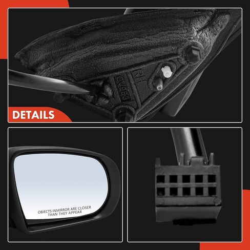 A-Premium Passenger Side Power Door Mirror - Compatible with Jeep Cherokee 2014 2015 2016 2017 2018 - Non-Heated Manual Folding Black Outside Rear View Mirror - Replace# 1UV64TZZAD in Kuwait