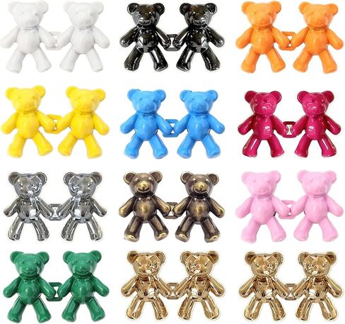 12 Sets of Bear Pants Waist Tightener, no Need for Stitching or Tools, can Immediately Tighten The Waist of The Pants, Button pins for Loose Jeans (11 Colors) in Saudi Arabia
