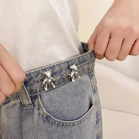 12 Sets of Bear Pants Waist Tightener, no Need for Stitching or Tools, can Immediately Tighten The Waist of The Pants, Button pins for Loose Jeans (11 Colors) in Saudi Arabia