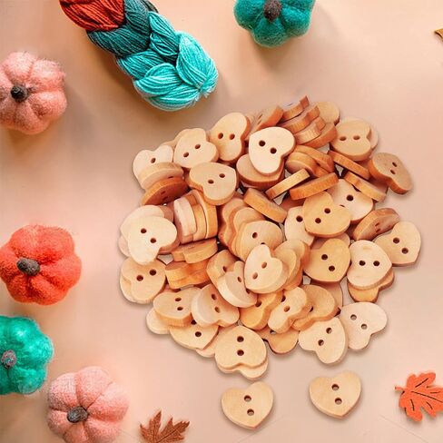 Star & Heart Shape Wooden Buttons for DIY Projects Scrapbooking Pack of 200 in Kuwait