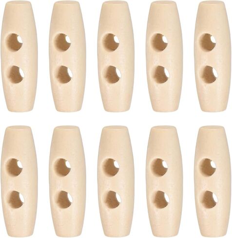 10PCS Wooden Toggle Buttons, 30x10mm/1.2x0.4in 2-Hole Natural Olive Shape Wood Horn Oval Buttons for Sewing Clothes/Jacket/Coat/Sweater/DIY Craft/Blazer [Natural Color] in Saudi Arabia