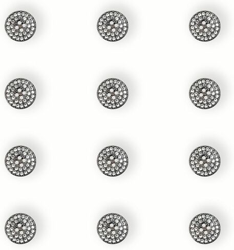 12-Pack Round 4-Hole Full Rhinestone Buttons Shiny Back, Crystal-Front Design for Clothing & Crafts Button for Coat Dress (Gunmetal, 15mm(24L)) in Saudi Arabia
