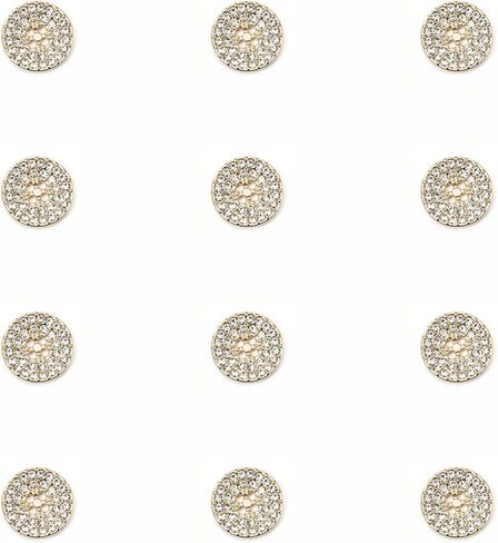 12-Pack Round 4-Hole Full Rhinestone Buttons Shiny Back, Crystal-Front Design for Clothing & Crafts Button for Coat Dress (Gunmetal, 15mm(24L)) in Saudi Arabia